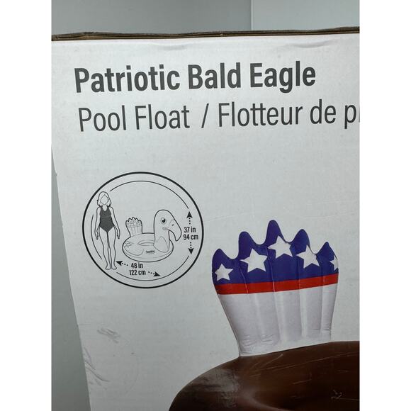 48"x37" Patriotic Bald Eagle Pool Float by CocoNut Outdoor Quick Fill Inflate - Picture 3 of 4